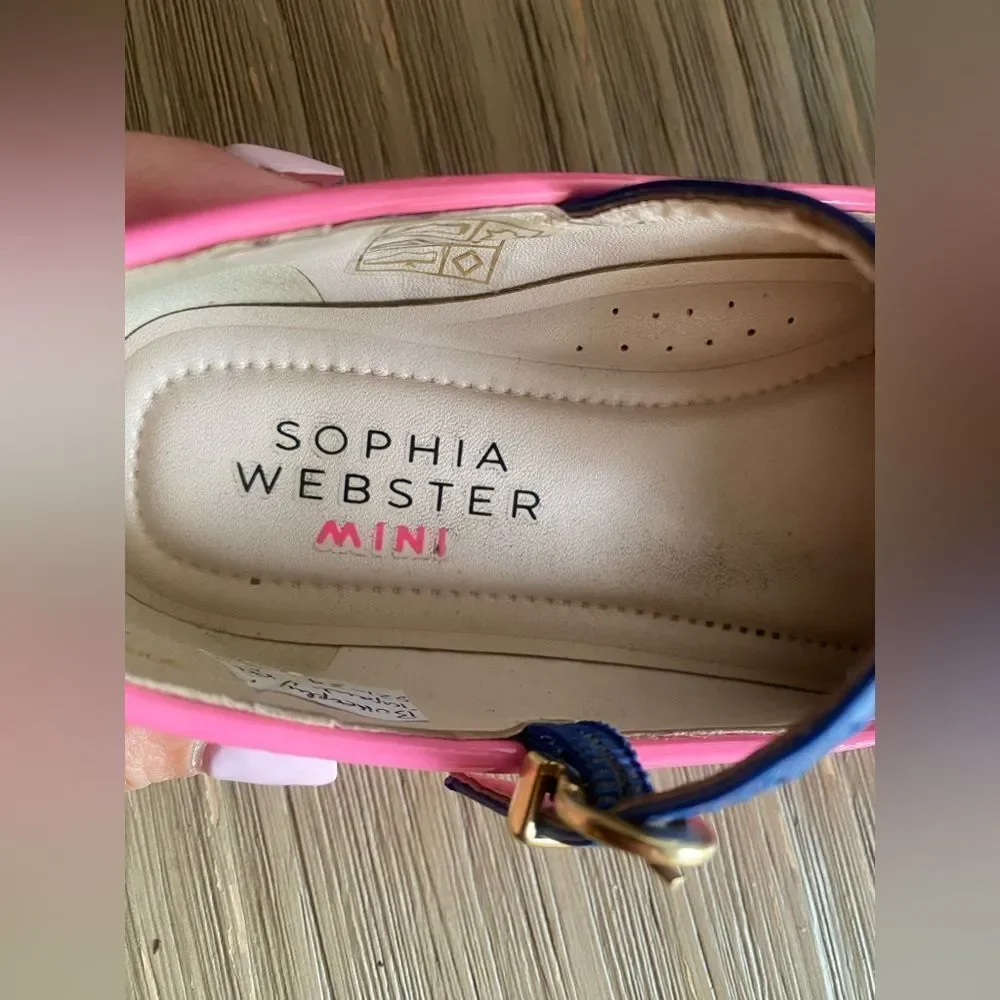 Sophia Webster Butterfly Patent Leather Flat in Pink Sz 29 EUR